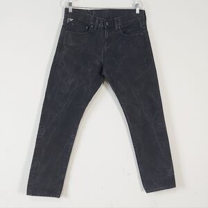 Denim & Supply Ralph Lauren Men Marbled Black Washed Rugged Slim Jeans 31x30